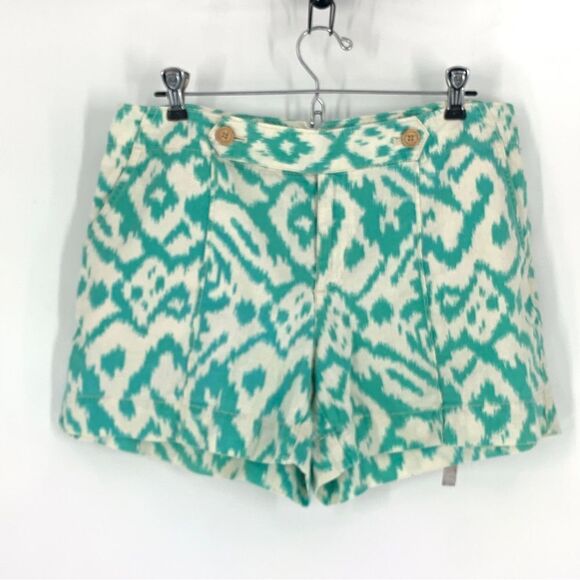 Loft Size 8 100% Linen Green and White Shorts - Picture 1 of 8